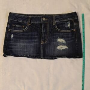 American Eagle Outfitters Navy Distressed Mini Skirt